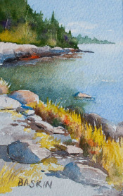 Sunny Eggemoggin Inlet by Sarah Baskin, watercolor