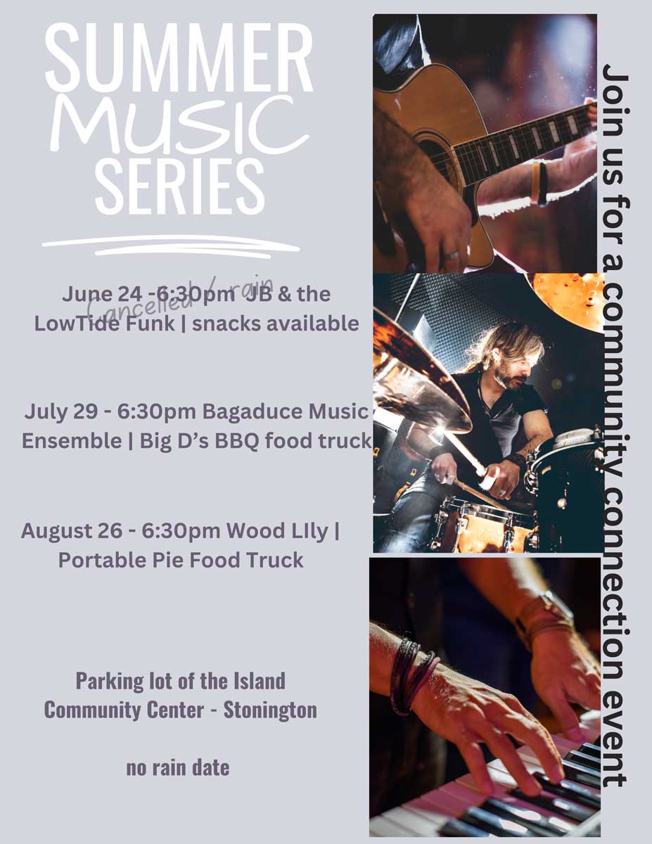 Summer Music Series at Island Community Center, Stonington, Maine poster