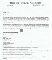 Deer Isle Firemen's Association Letter Asking For Support