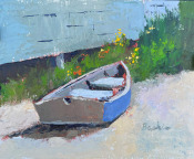 Little Blue Dinghy by Sarah Baskin, oil, 8"x10"