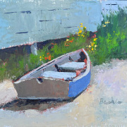 Little Blue Dinghy by Sarah Baskin, oil, 8"x10"