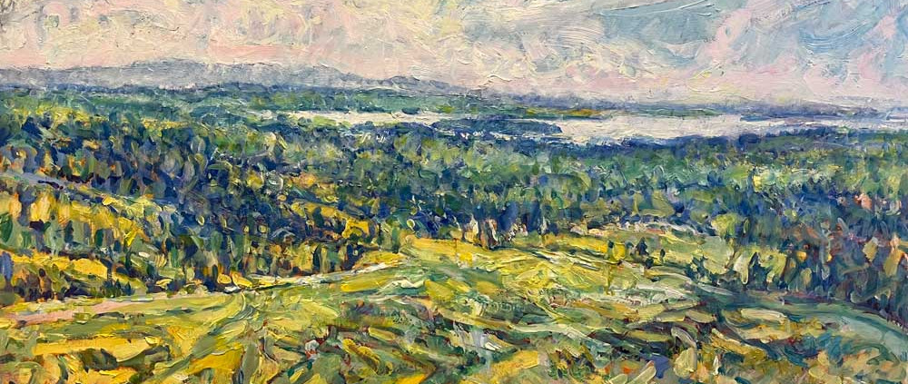 Caterpillar Hill View, oil on panel, by Robert Starkey