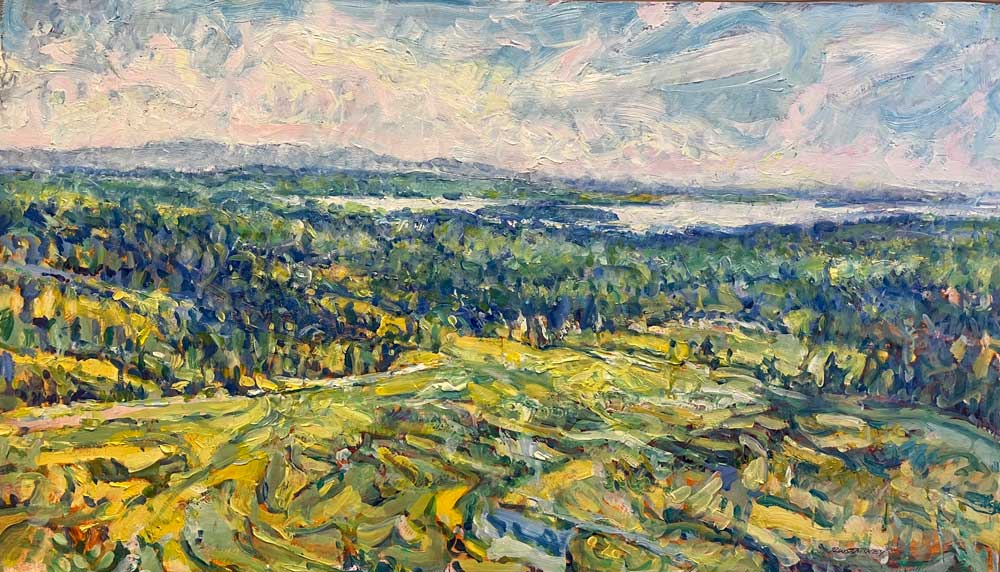 Caterpillar Hill View, oil on panel, by Robert Starkey