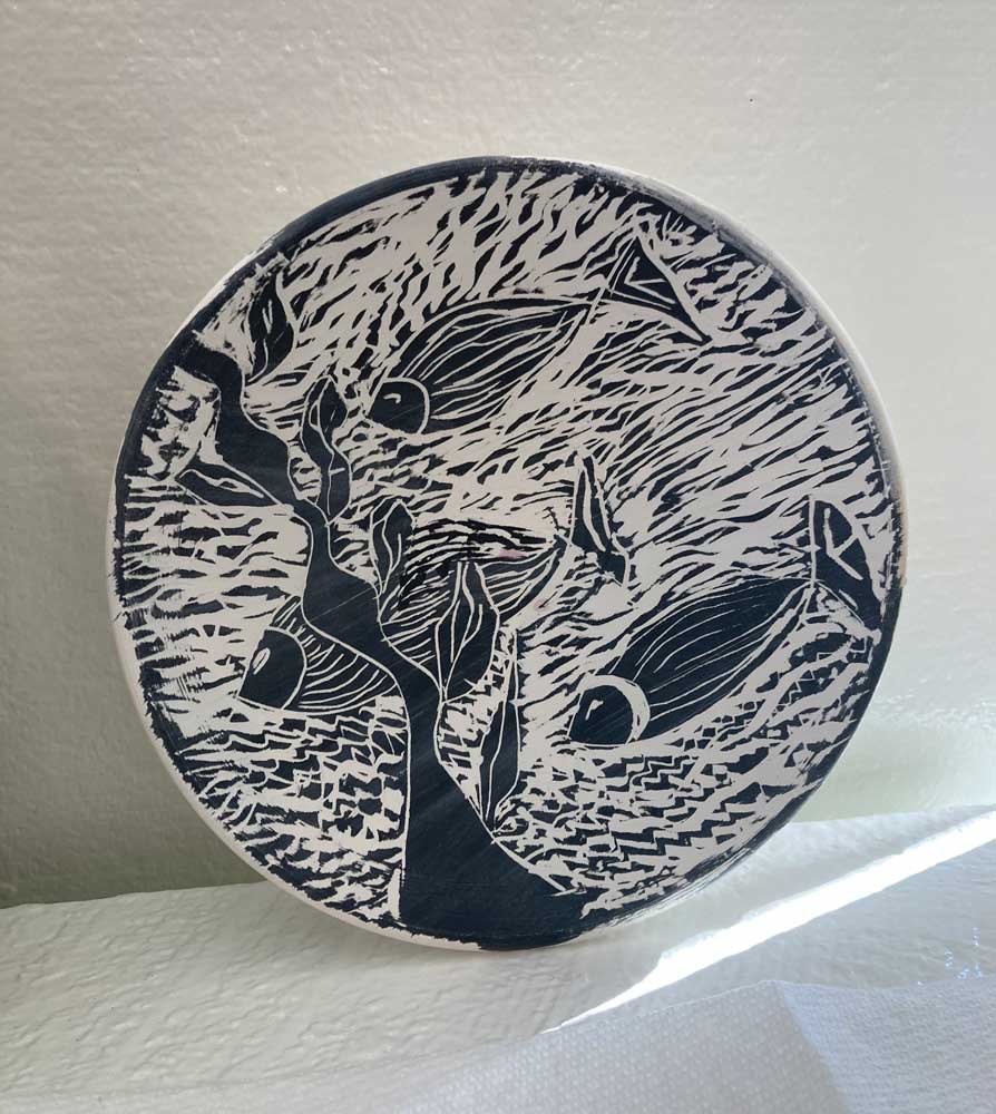 Fish, porcelain plate, by David McBeth